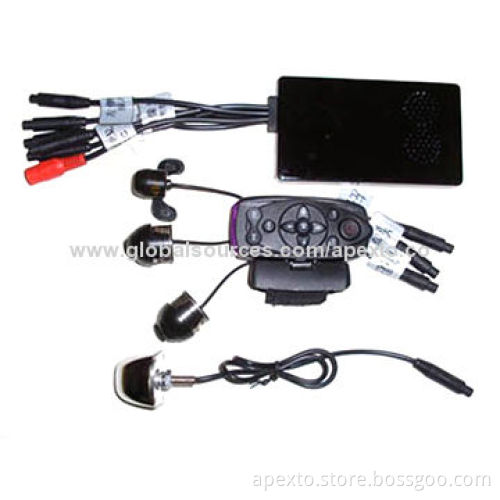 4 lens camera for front/back/left/right recording, 360 degree panoramic image, safe parking assist